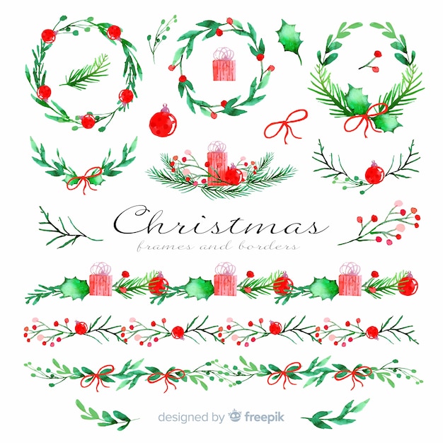 Free Vector | Christmas frames and borders in watercolor