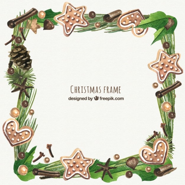 Download Christmas garland frame in hand painted style Vector ...