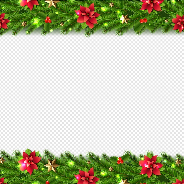 Download Christmas garlands border isolated on transparent ...