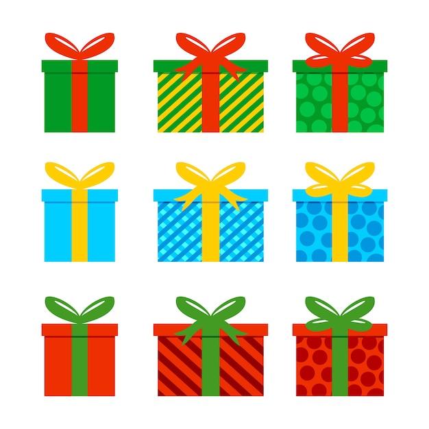 Download Christmas gift box icon set Vector | Premium Download