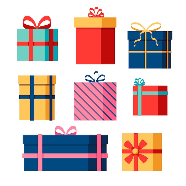 Premium Vector Christmas Gift Collection In Flat Design