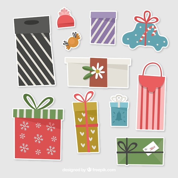 Free Vector | Christmas gift stickers set