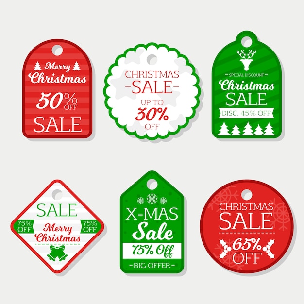 Download Christmas gift tags set flat design Vector | Free Download