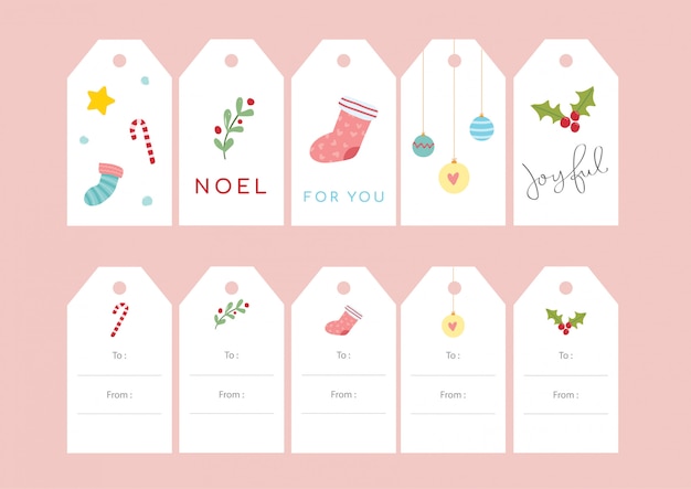 Download Christmas gift tags sets - cute Vector | Premium Download