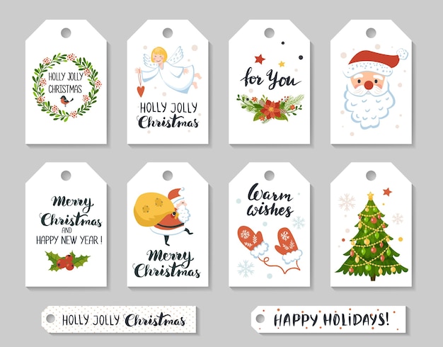 Premium Vector | Christmas gift tags with cute elements. hand drawing ...