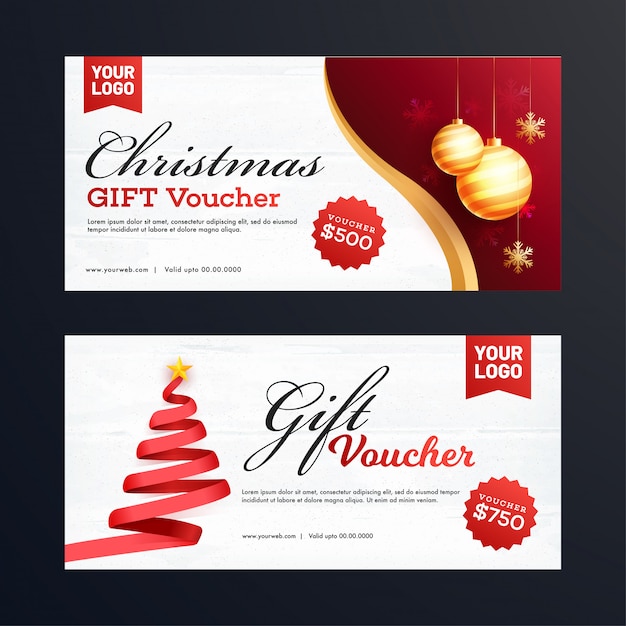 Christmas gift vouchers. Premium Vector