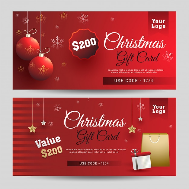 Christmas gift vouchers. Premium Vector