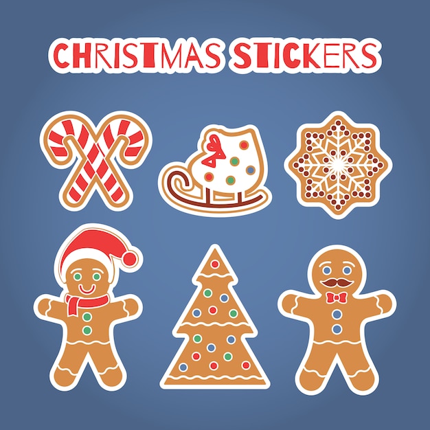 Premium Vector Christmas Gingerbread Cookies Stickers Set