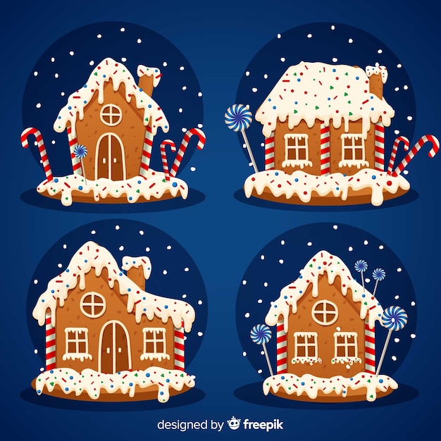 Christmas gingerbread houses collection Vector | Free Download