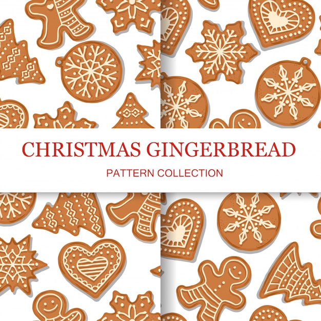Premium Vector Christmas gingerbread pattern set