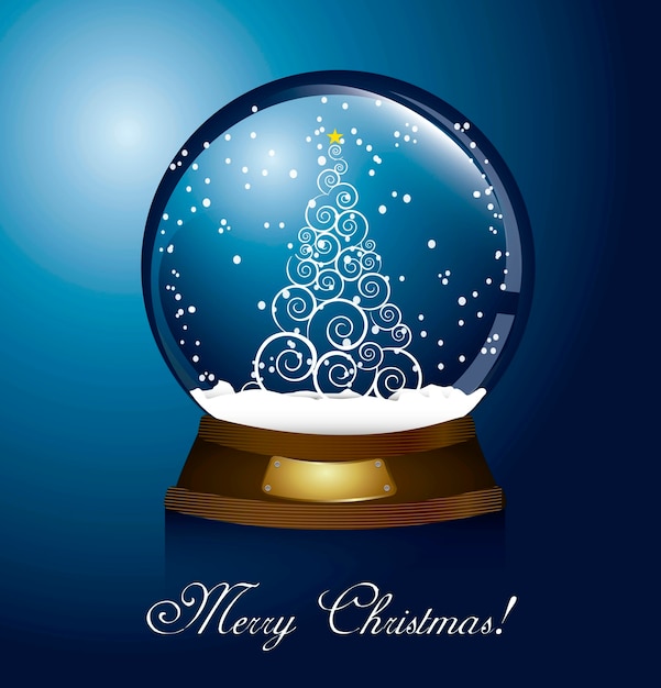 Download Christmas globe with tree and snow vector illustration ...