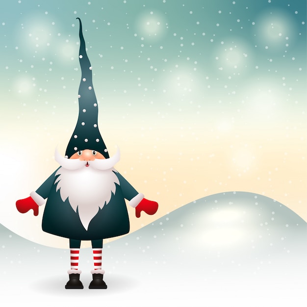Download Christmas gnome in winter decor. vector | Premium Vector