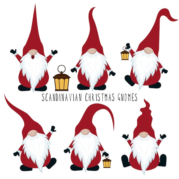 Download Christmas gnomes collection isolated on white background | Premium Vector