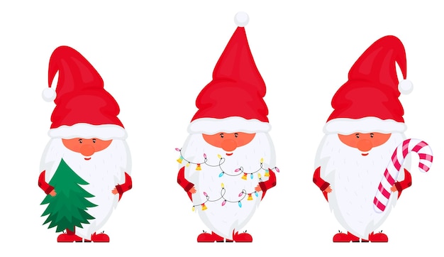 Premium Vector | Christmas gnomes vector set for new year holidays