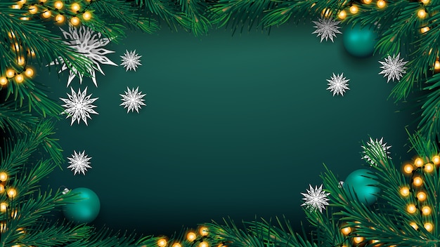Premium Vector | Christmas green background for your arts with garland ...