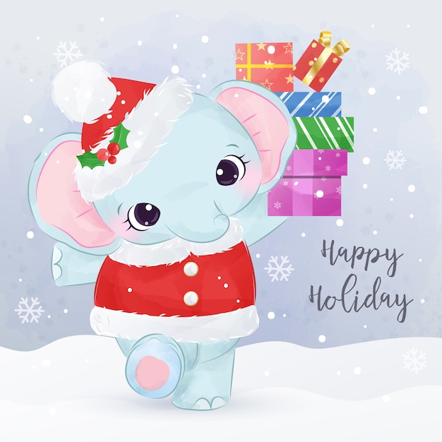 Download Premium Vector | Christmas greeting card with adorable ...