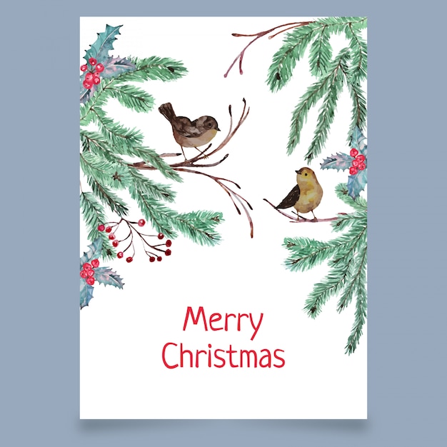 Christmas greeting card with birds