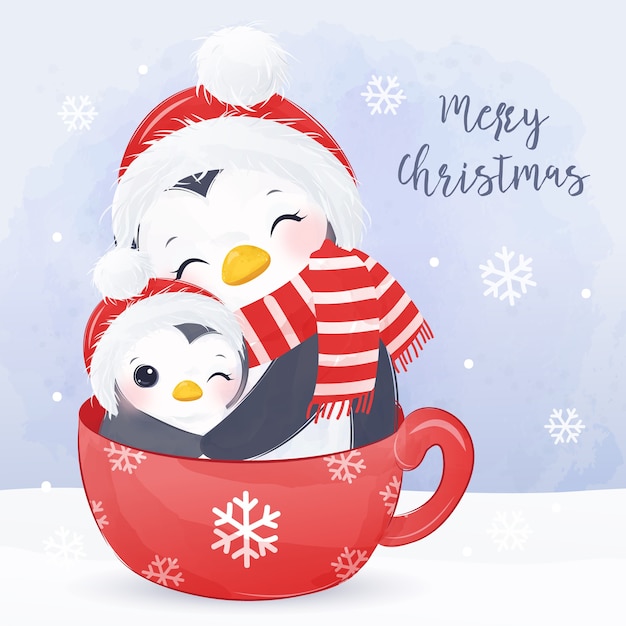 Download Premium Vector | Christmas greeting card with cute mommy ...