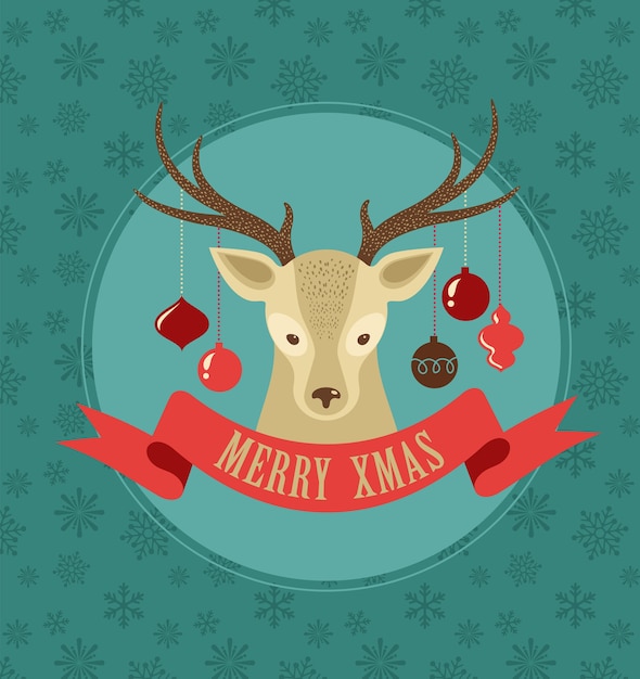 Premium Vector  Christmas greeting card with deer