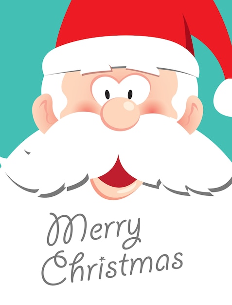 Download Christmas greeting card with santa head Vector | Premium ...