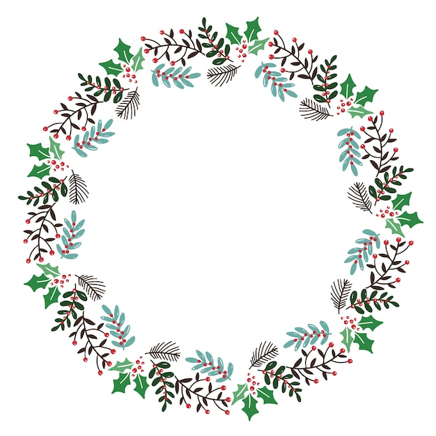 Download Christmas hand drawn wreath vector. | Premium Vector