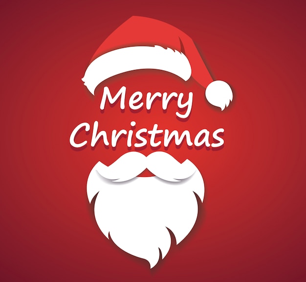 Premium Vector | Christmas hat and santa white beard vector