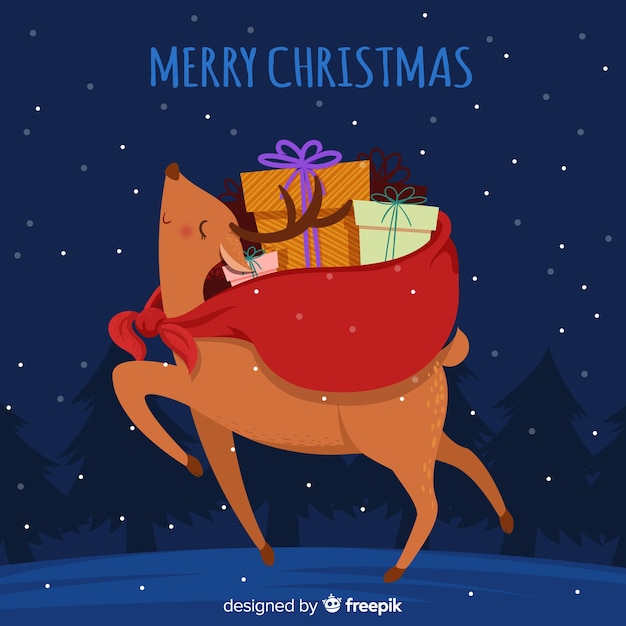 Free Vector | Christmas helper reindeer illustration background