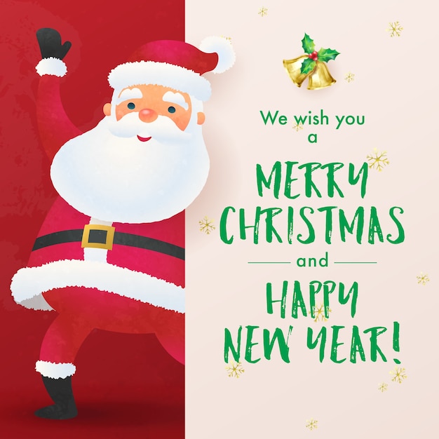 Premium Vector | Christmas holiday greeting card with santa claus ...