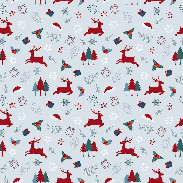 Premium Vector | Christmas holiday seamless pattern with deers and ...