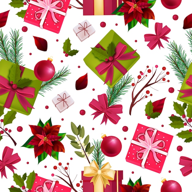 Premium Vector | Christmas holiday winter seamless pattern with gift ...