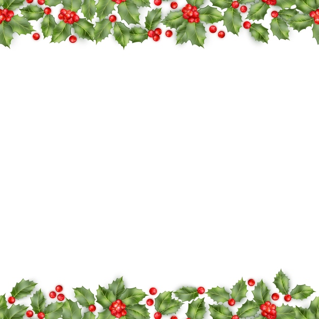 Download Christmas holly branch with berry seamless border. happy ...