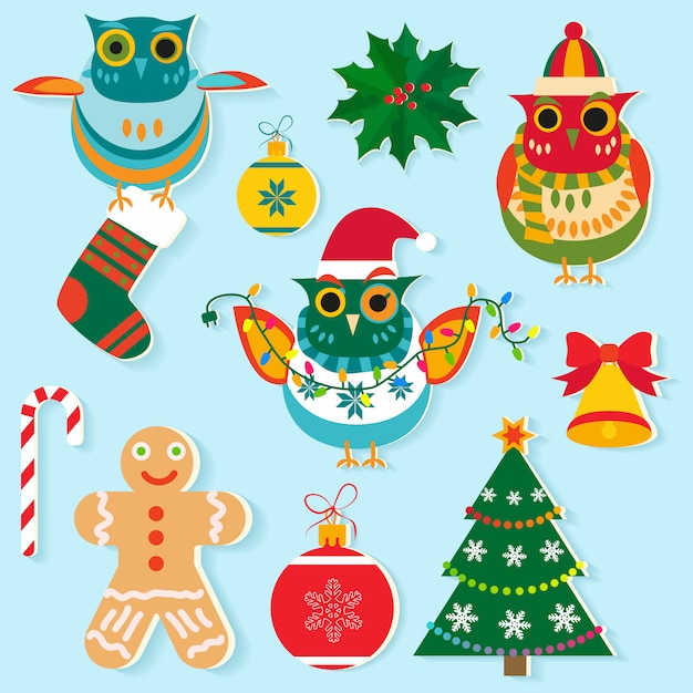 Premium Vector | Christmas icons, new year elements