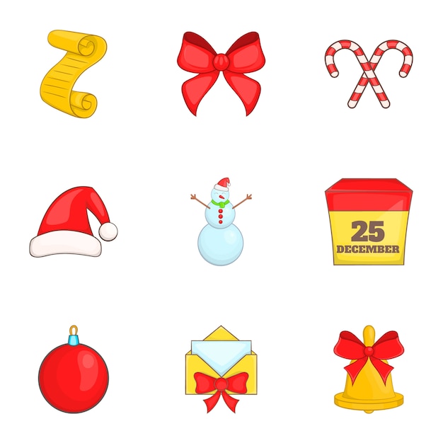 Premium Vector | Christmas icons set, cartoon style