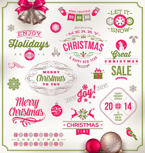 Premium Vector Christmas Illustration Set Of Holidays Signs