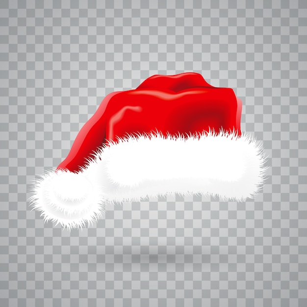 Christmas illustration with red santa hat on transparent ...