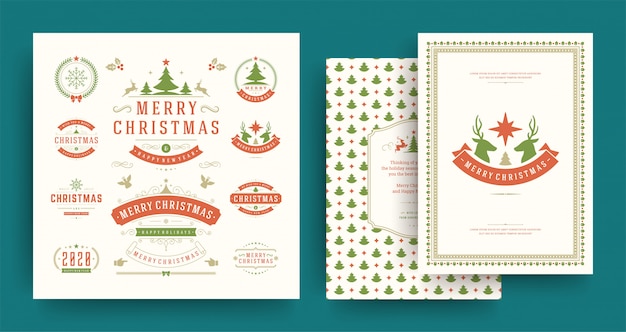 Premium Vector | Christmas labels and badges elements set with greeting ...