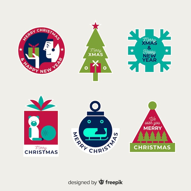 Download Christmas labels collection | Free Vector