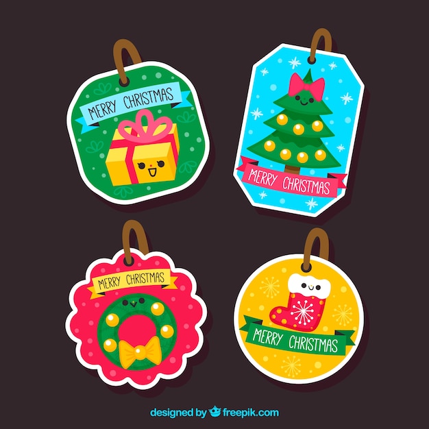 Christmas labels in cartoon style