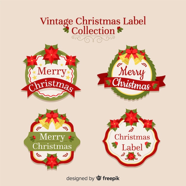 Download Christmas labels set Vector | Free Download