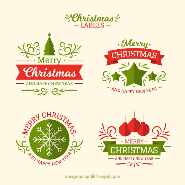 Download Christmas labels with flat design Vector | Free Download