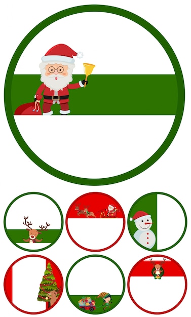 Download Christmas labels with santa and snowman | Premium Vector
