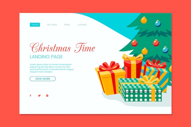 Free Vector | Christmas landing page with gifts