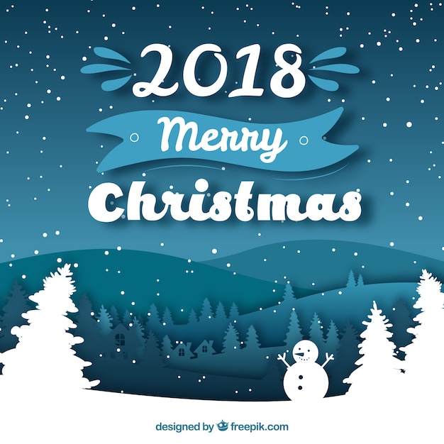 Download Free Vector | Christmas landscape background