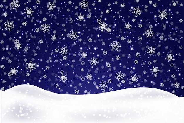 雪が降るクリスマスの風景 雪の背景 孤立したリアルな雪の吹きだまり ベクトルイラスト プレミアムベクター