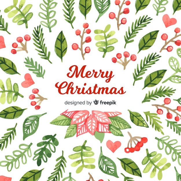 Christmas leaves in watercolor style Vector | Free Download