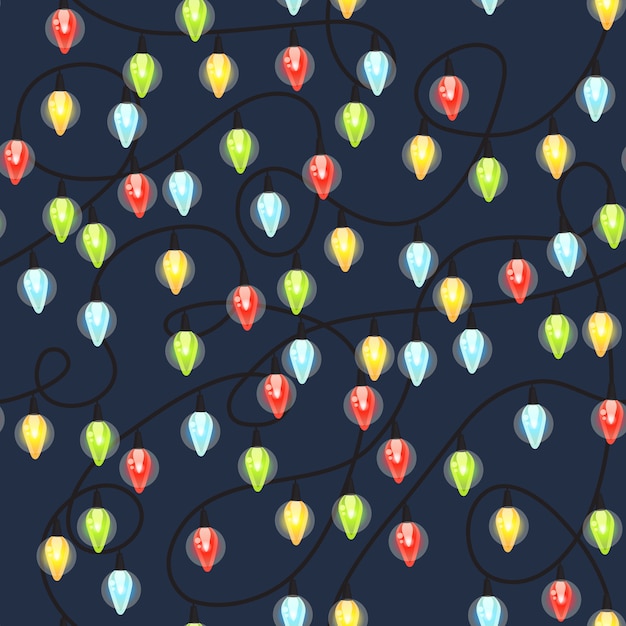 Premium Vector Christmas light bulbs seamless pattern, colorful xmas