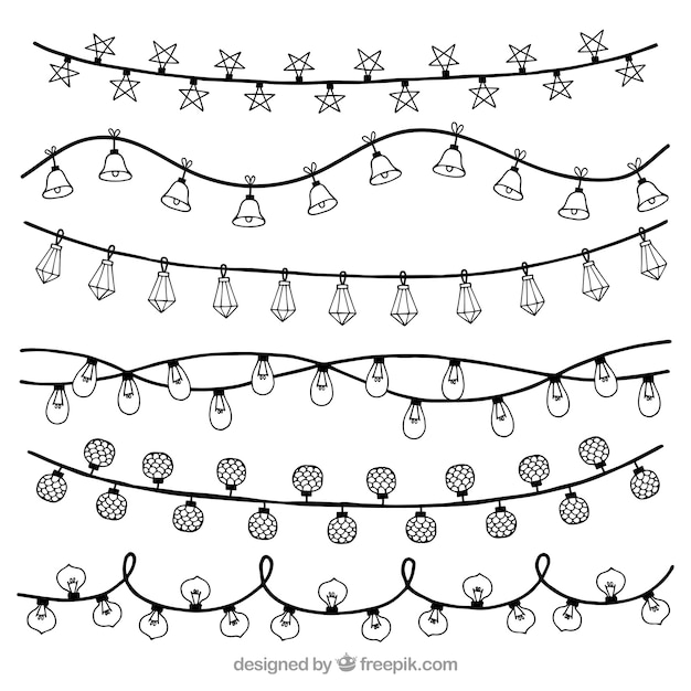 Free Vector | Christmas lights in black and white