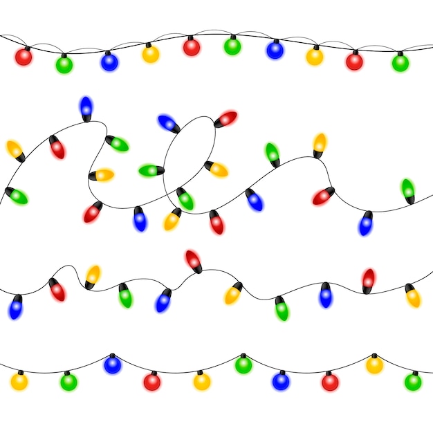 Premium Vector | Christmas lights. colorful xmas garland