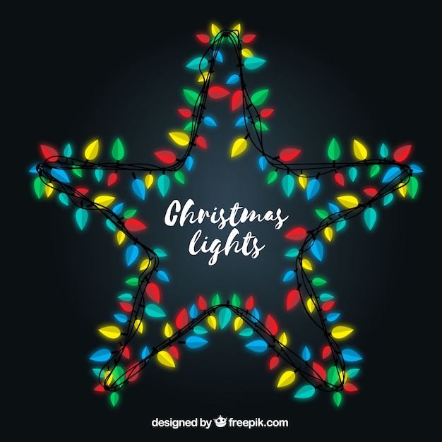 Download Christmas lights forming star | Free Vector