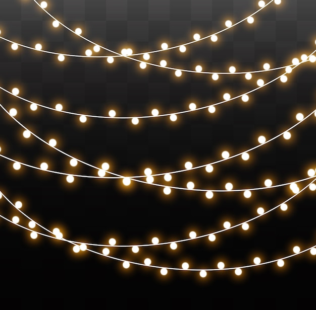 Premium Vector | Christmas lights isolated on transparent background
